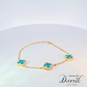 Srebrena narukvica na djetelinu - 18kt pozlata