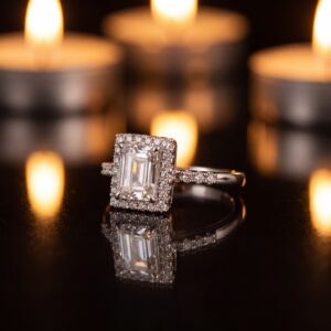 Prsten princess cut - 14kt bijelo zlato