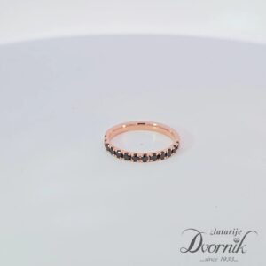 Memory prsten crni cirkoni – 18kt roza pozlata
