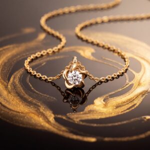 Lanac s prirodnim dijamantom 0.16 CT - 18kt žuto zlato