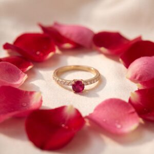Ruby and diamonds 0.75 CT - 14kt zlato